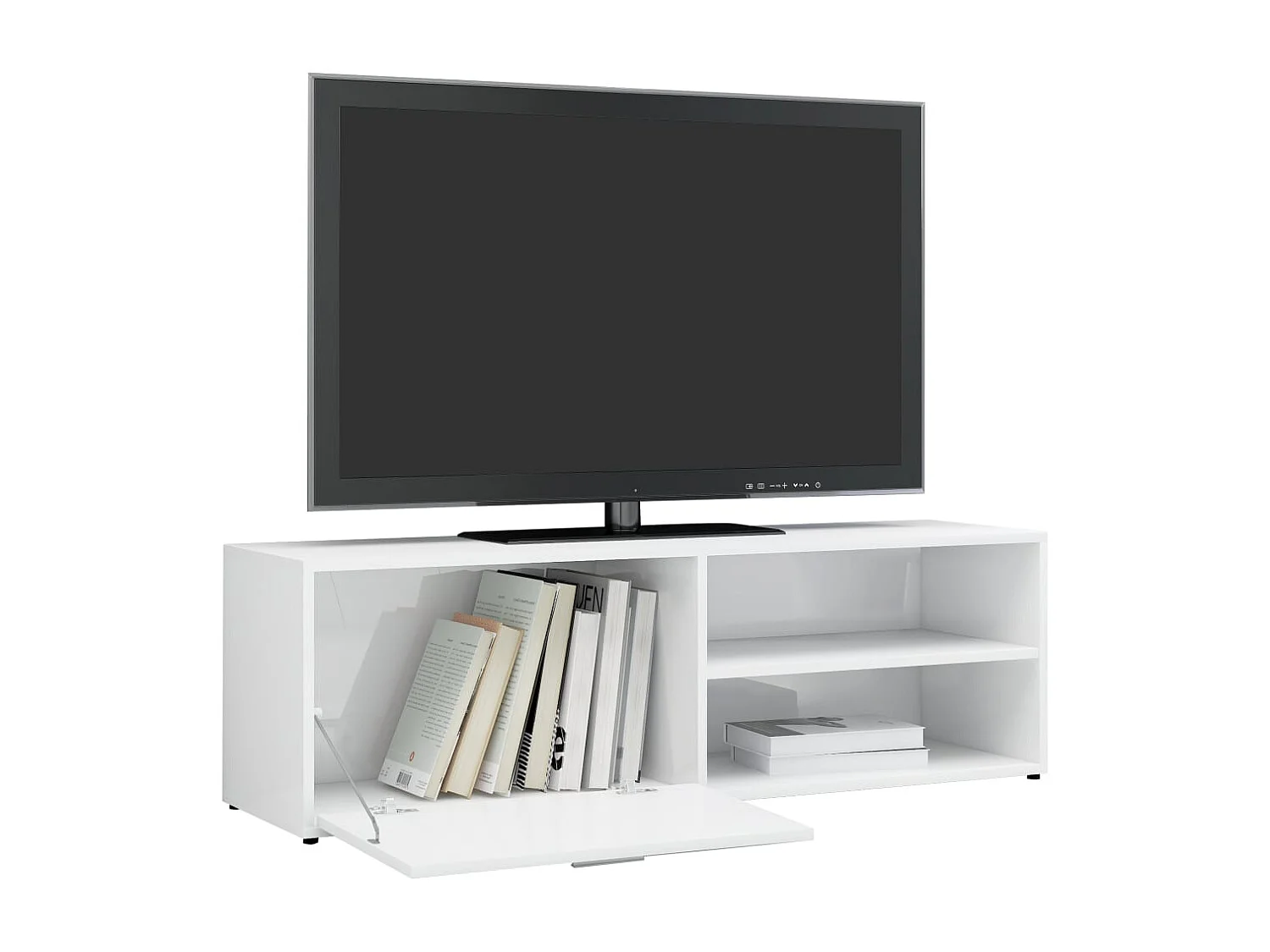 Meuble TV Blanc brillant 120x34x37 cm Bois d’ingénierie
