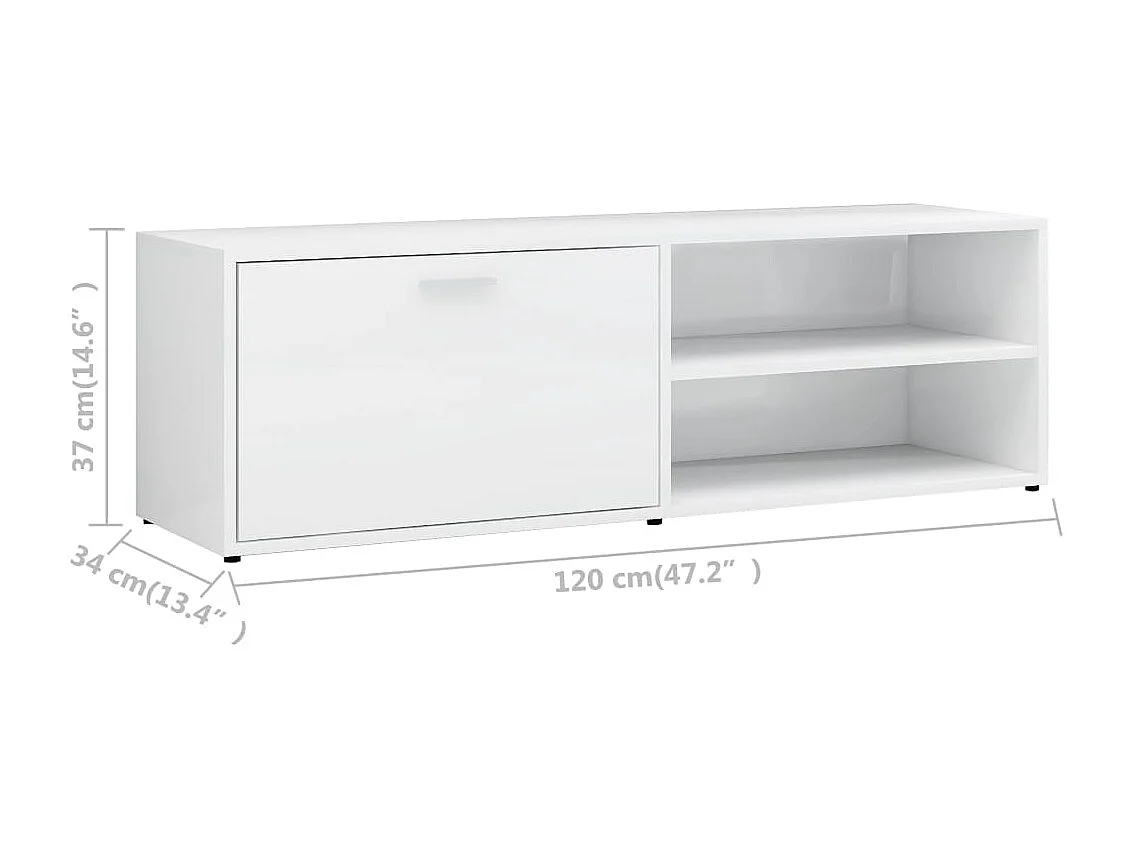 Meuble TV Blanc brillant 120x34x37 cm Bois d’ingénierie