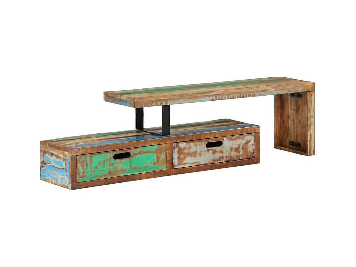 Meuble TV (118-200) x 30 x 40 cm en bois massif recyclé