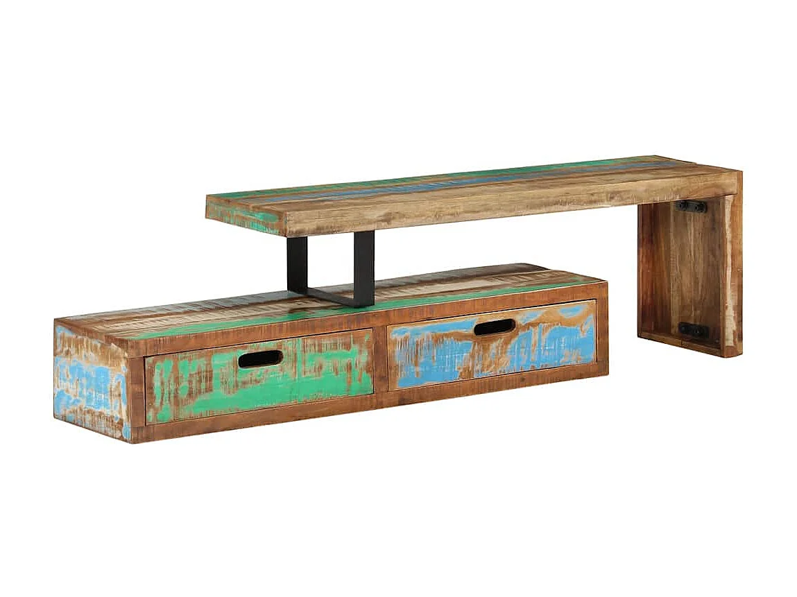 TV-Ständer (118-200) x 30 x 40 cm Massivholz Altholz