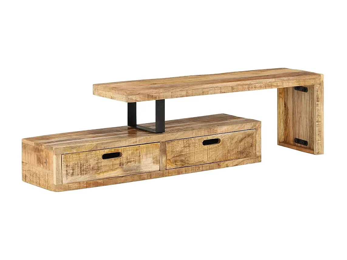 Meuble TV (118-200) x 30 x 40 cm en bois massif de manguier