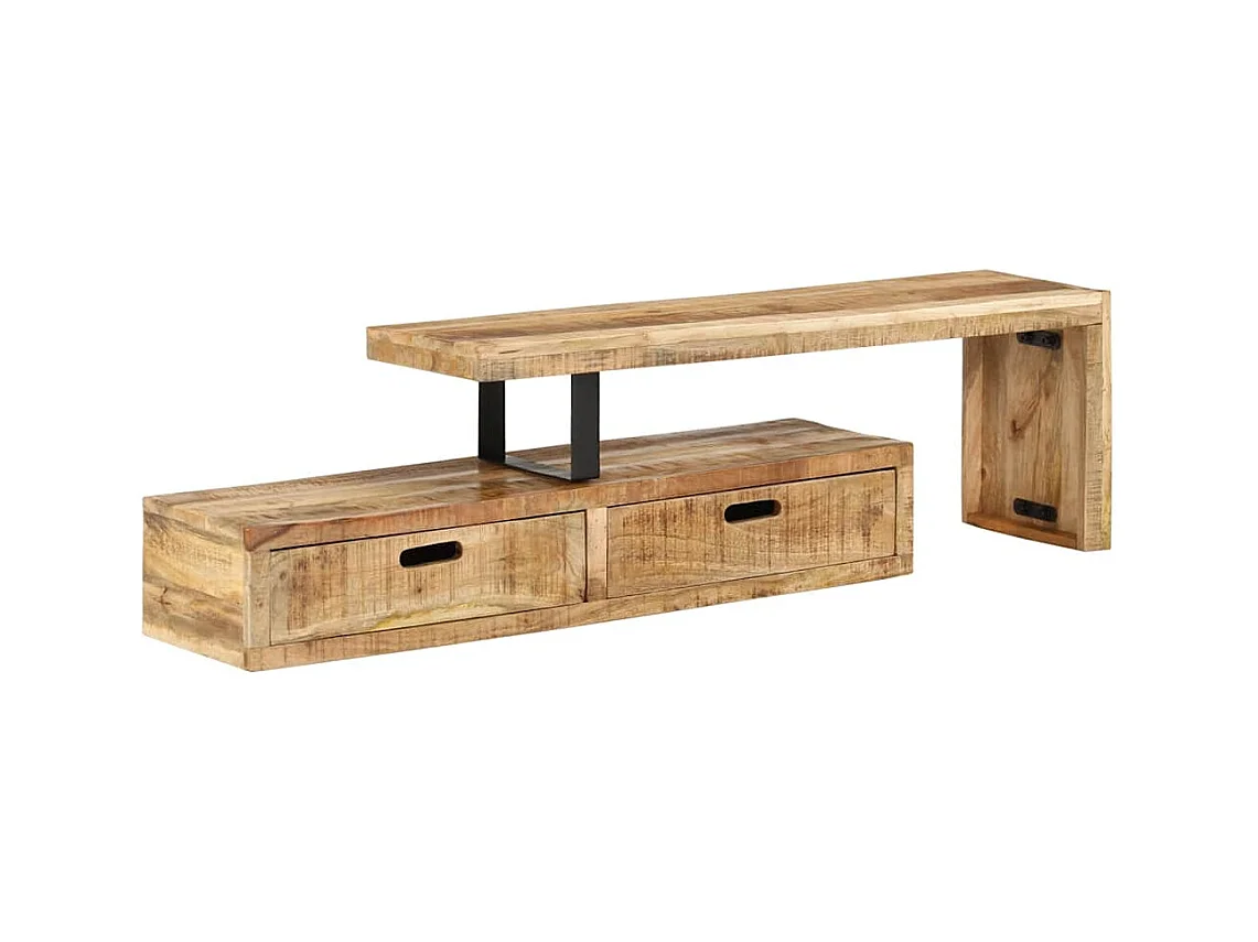 Meuble TV (118-200) x 30 x 40 cm en bois massif de manguier