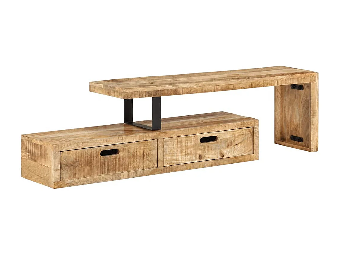 Meuble TV (118-200) x 30 x 40 cm en bois massif de manguier
