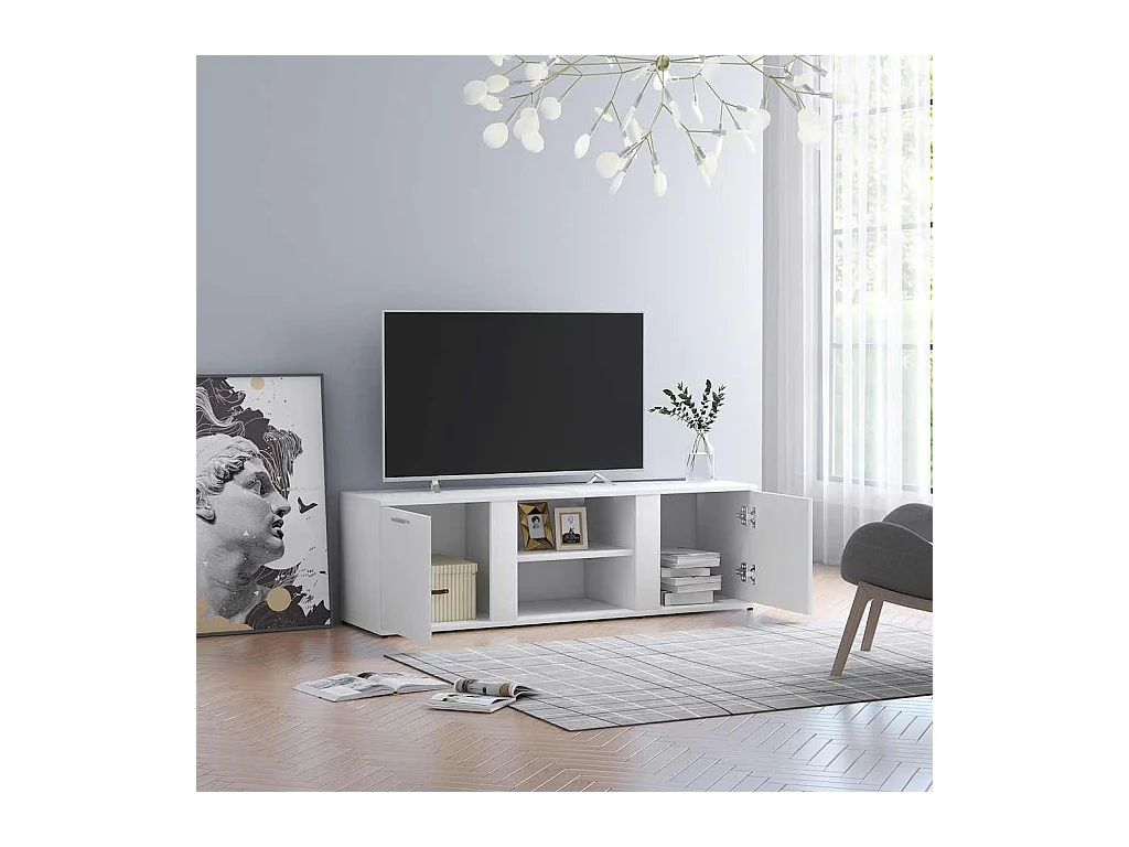 Meuble TV Blanc 120x34x37 cm Bois d'ingénierie