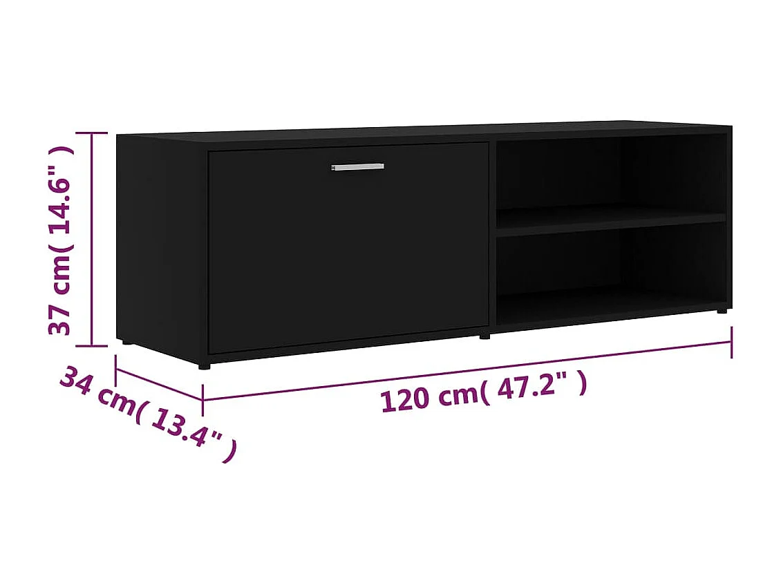 Mueble de TV madera contrachapada negra 120x34x37 cm