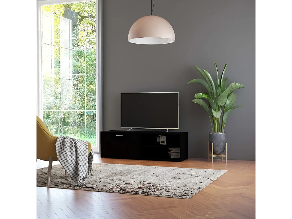 Meuble TV Noir 120x34x37 cm Bois d’ingénierie