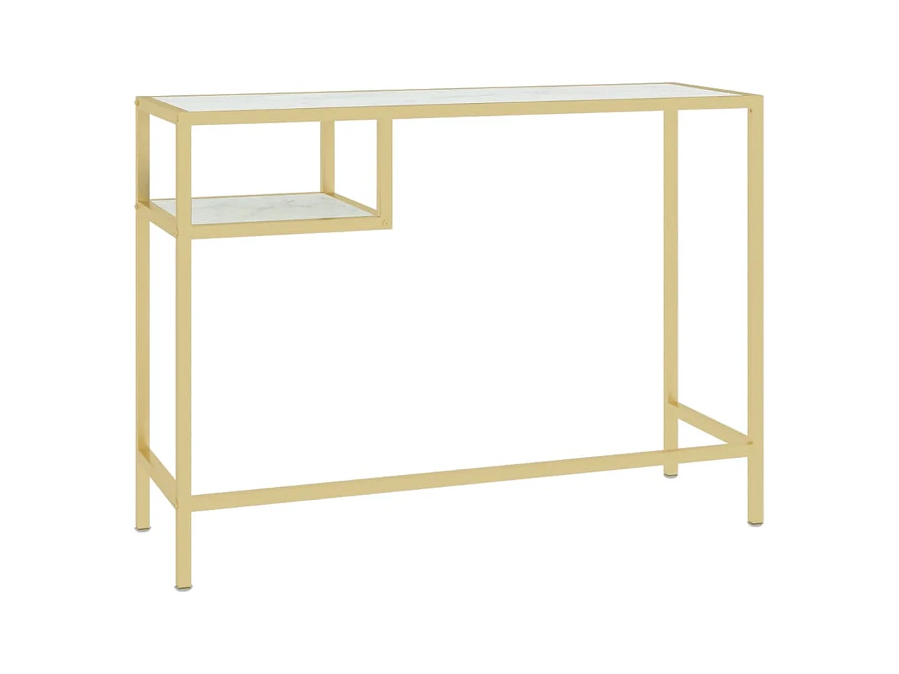 Computertisch Weiß und Golden 100x36x74 cm Glas