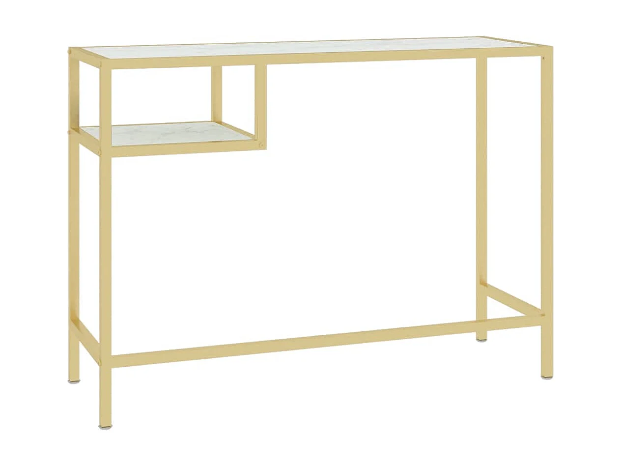 Computertisch Weiß und Golden 100x36x74 cm Glas