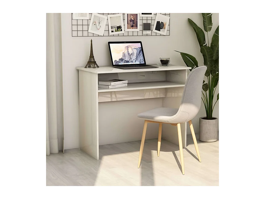 Bureau Blanc brillant 90x50x74 cm Bois d'ingénierie