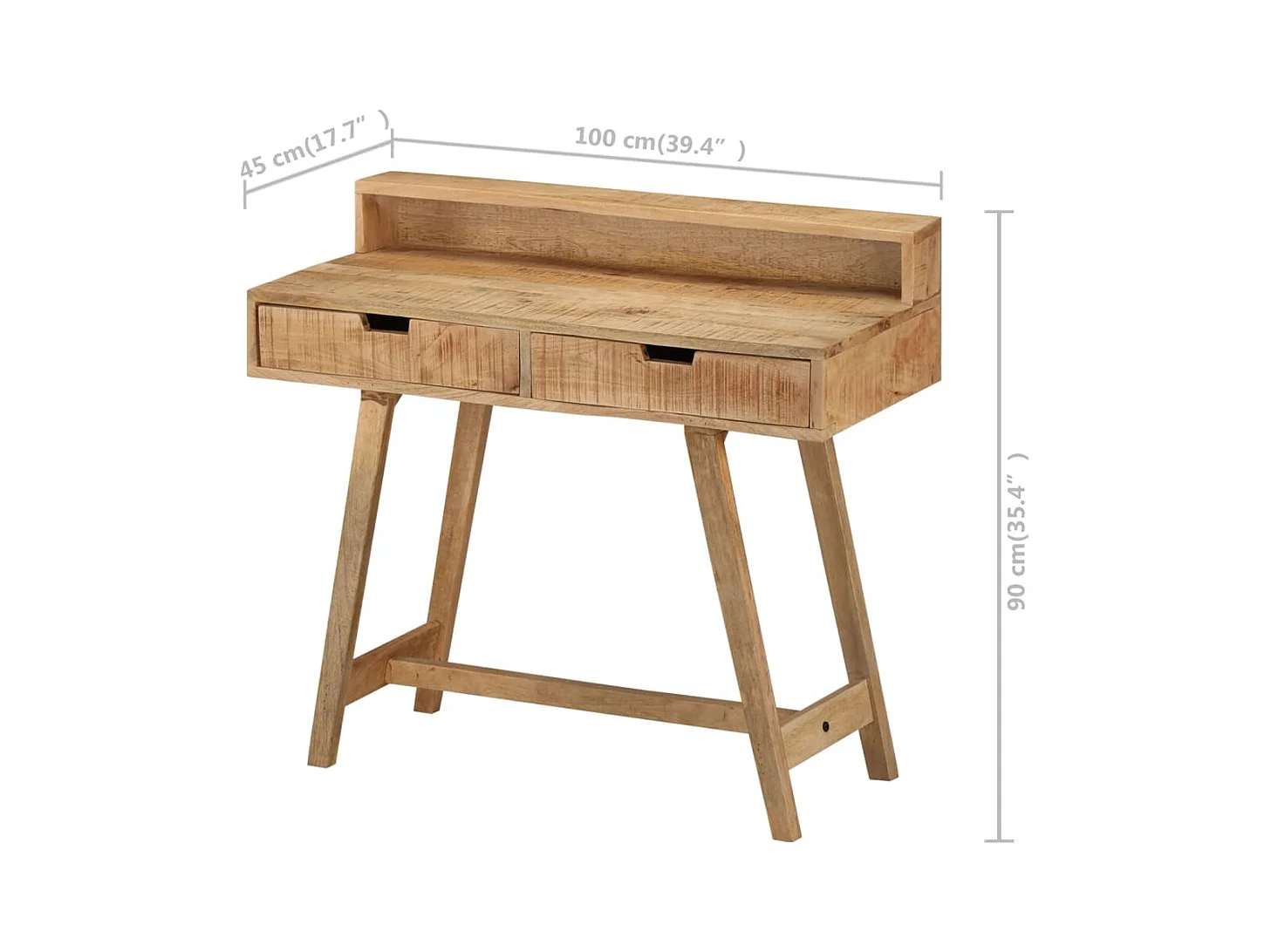 Bureau 100x45x90 cm Bois de manguier brut solide