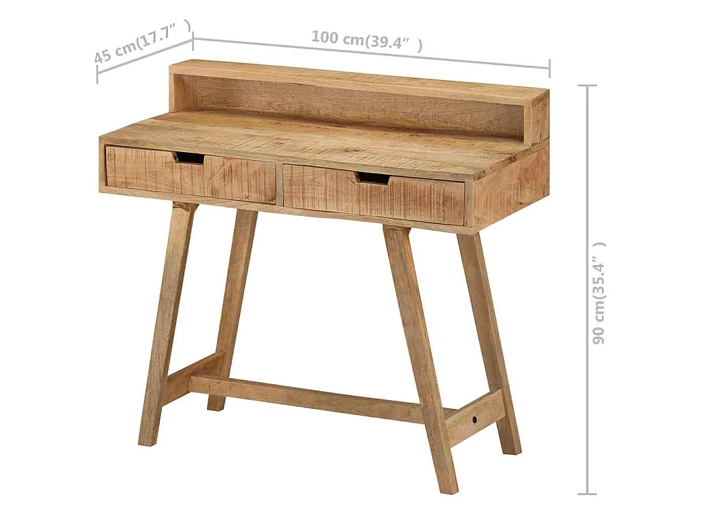 Escritorio de madera de mango rugosa 100x45x90 cm