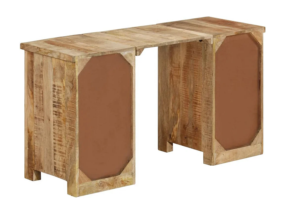 Scrivania a Colonna in Legno Massello di Mango 140x50x77 cm