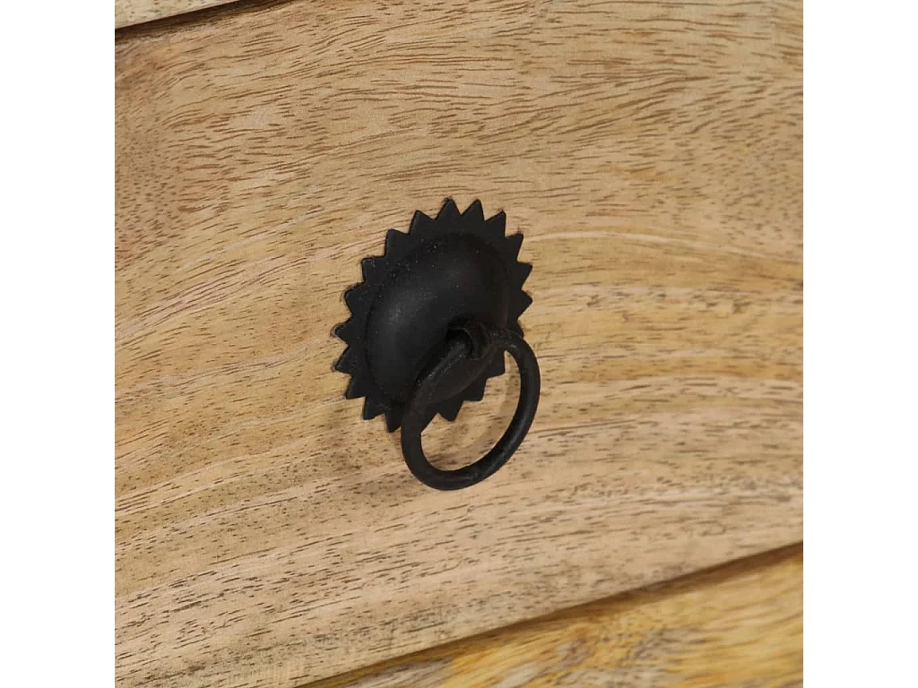 Scrivania a Colonna in Legno Massello di Mango 140x50x77 cm