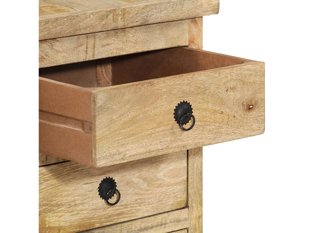 Scrivania a Colonna in Legno Massello di Mango 140x50x77 cm