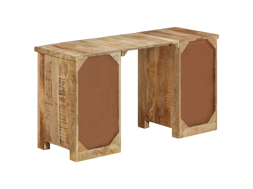 Scrivania a Colonna in Legno Massello di Mango 140x50x77 cm