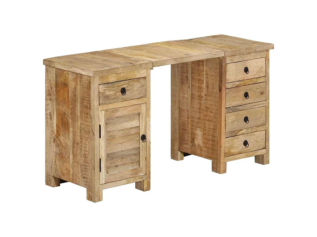 Bureau à caissons Bois de manguier massif 140x50x77 cm