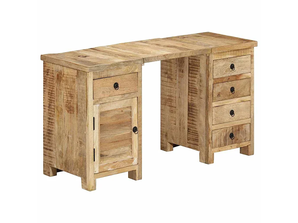 Bureau à caissons Bois de manguier massif 140x50x77 cm