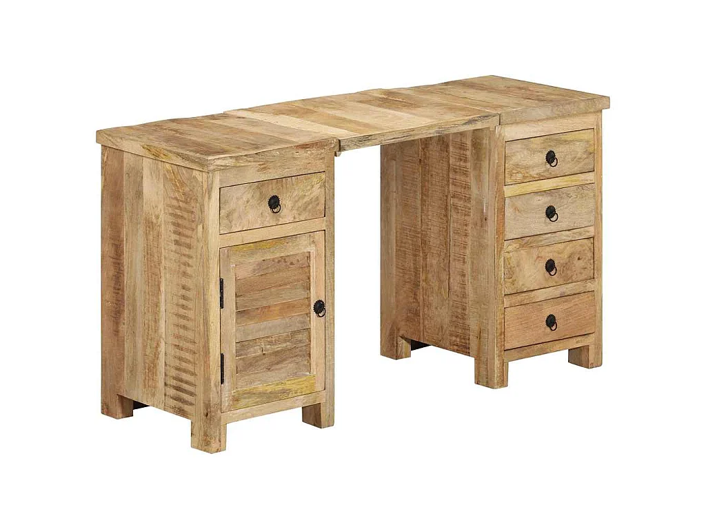 Bureau à caissons Bois de manguier massif 140x50x77 cm