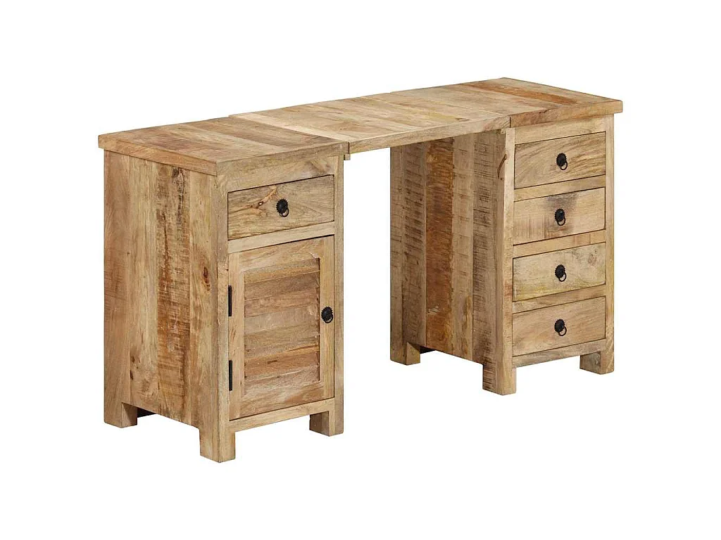 Bureau à caissons Bois de manguier massif 140x50x77 cm