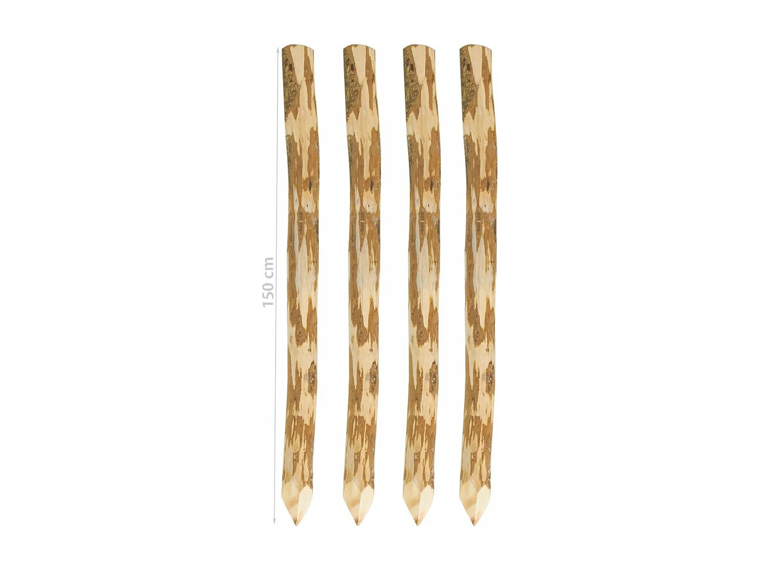 Poteaux en noisetier (Lot de 4) Hauteur 150 cm
