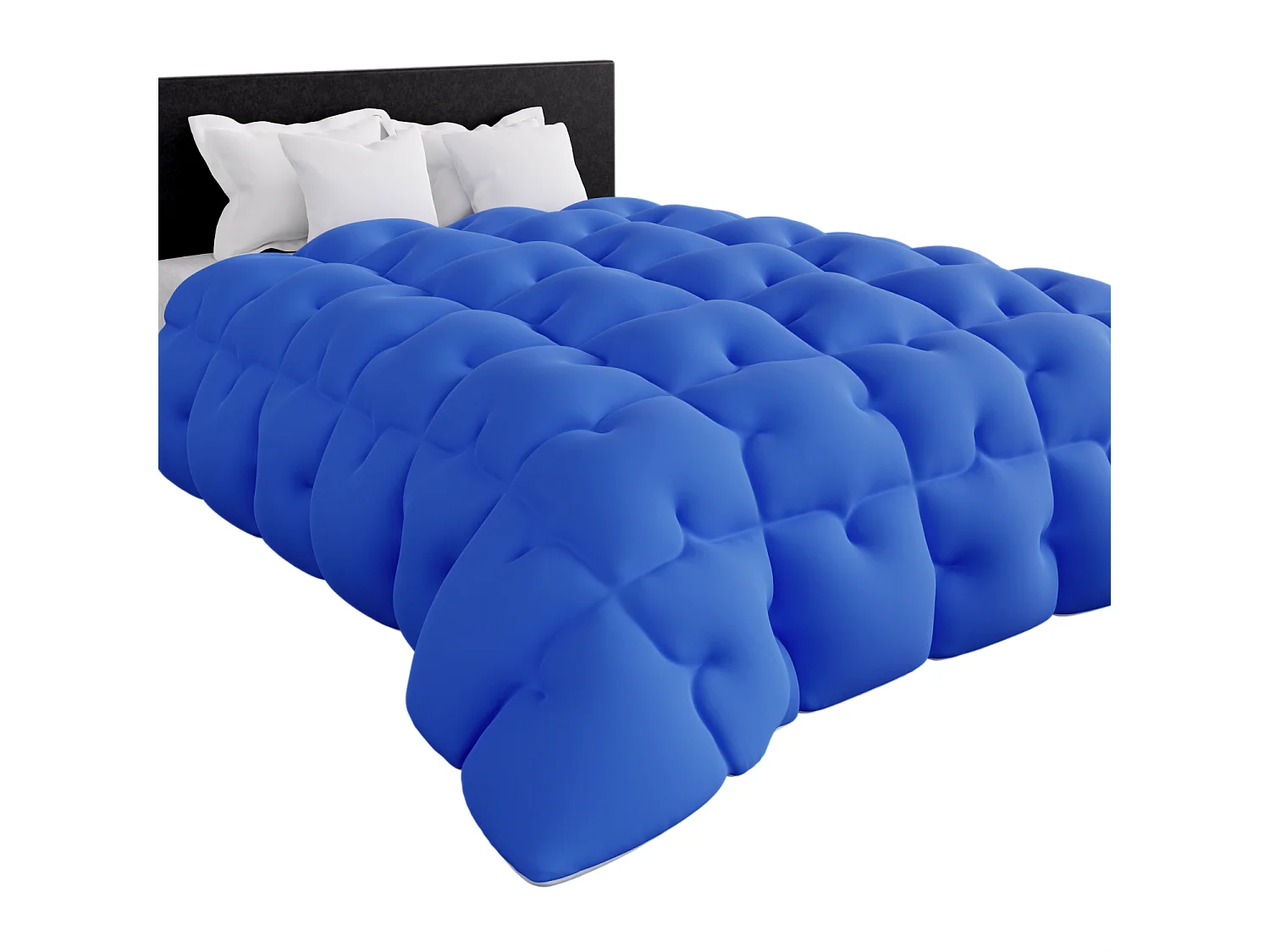 CASABEL Couette 240x260 cm Hiver Grand Froid Diamant - Bleu - Garnissage Haute Densité 700g/m² Fibre Creuse