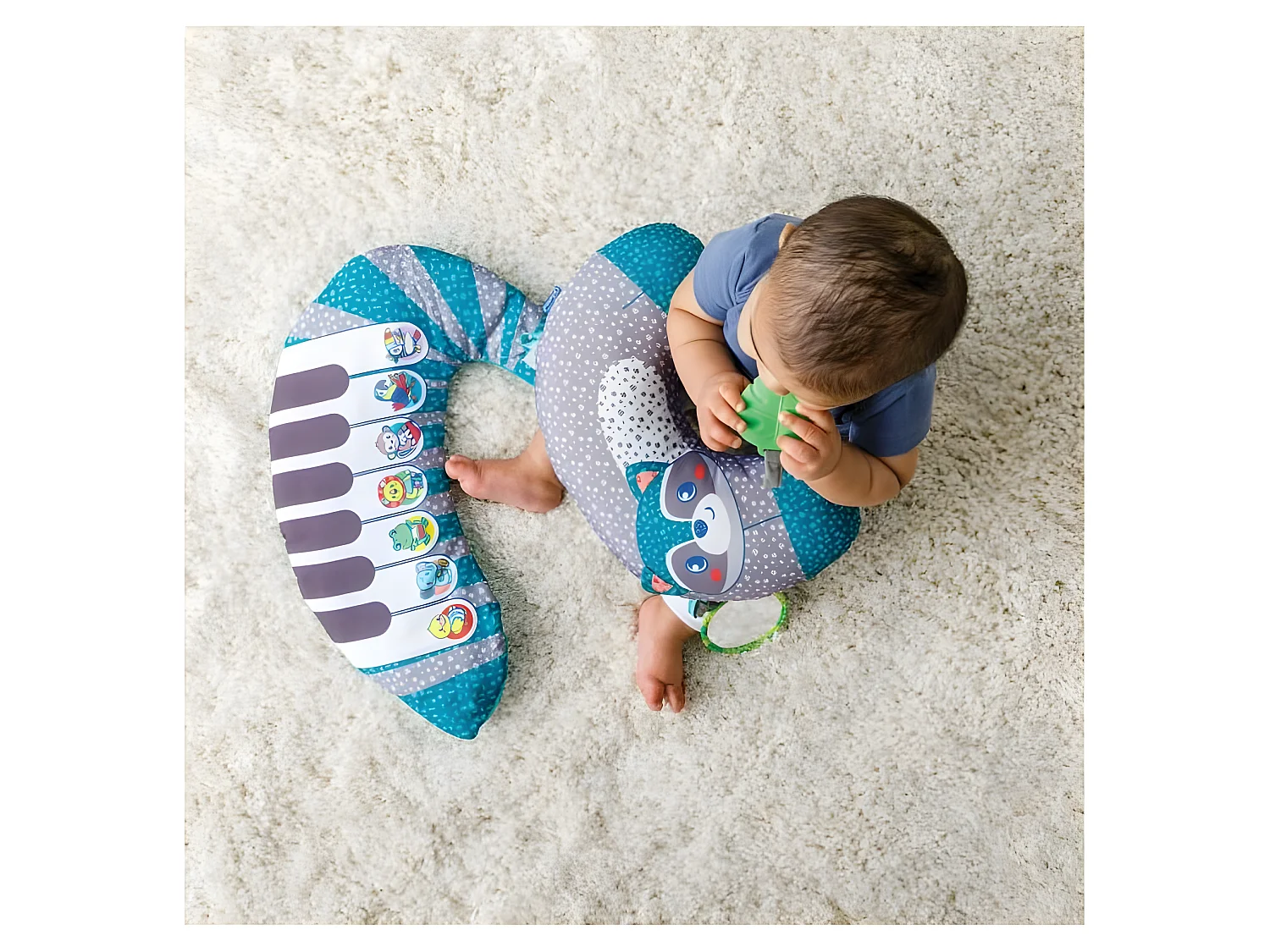 INFANTINO Piano + coussin 3 en 1 raton laveur