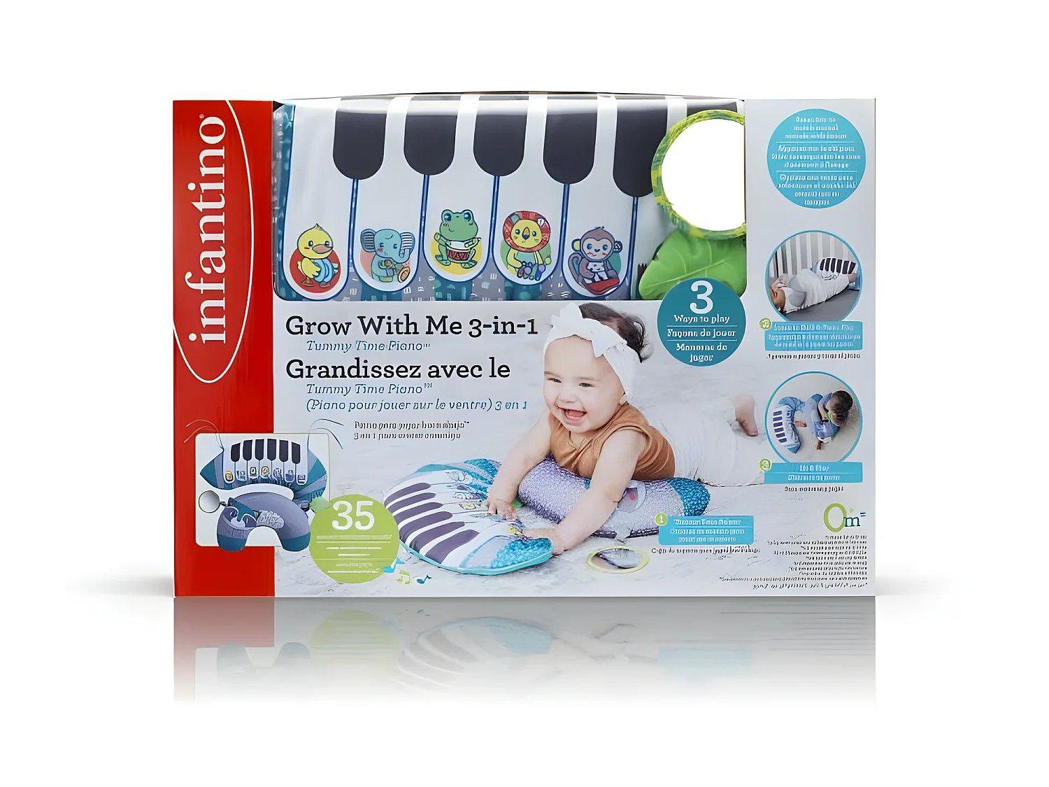 INFANTINO Piano + coussin 3 en 1 raton laveur