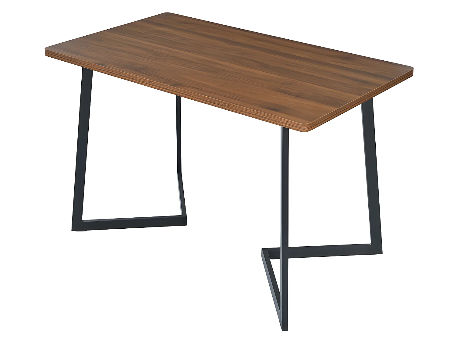 Esstisch – Platte mit Holzmaserung – Beine aus schwarzem Metall – 117 x 68 cm – Braun und Schwarz