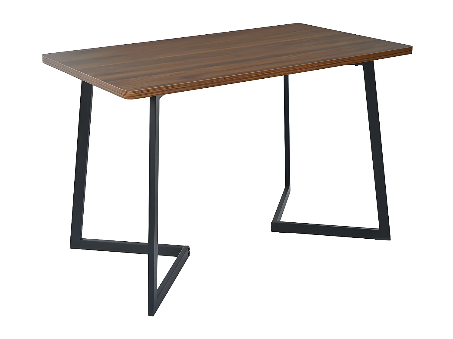 Eettafel - blad houtnerf - zwart metalen poten - 117x68cm - Bruin & Zwart