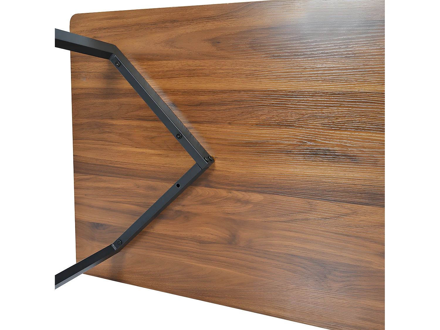 Eettafel - blad houtnerf - zwart metalen poten - 117x68cm - Bruin & Zwart