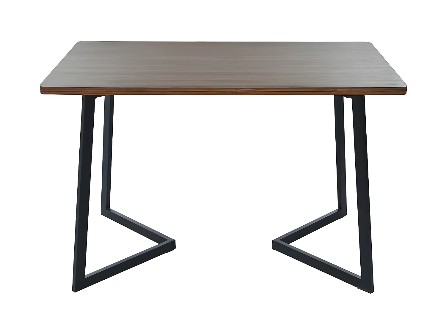 Tavolo da pranzo - piano con venature del legno - gambe in metallo nero - 117x68 cm - Marrone e nero