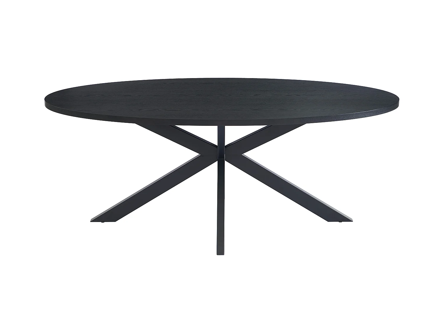 Table à manger 8 personnes placage chêne et métal - Noir - LINIOMA