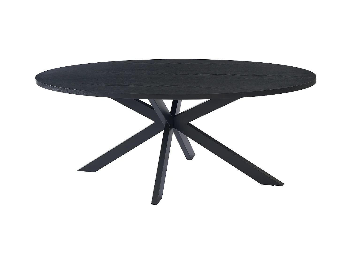 Table à manger 8 personnes placage chêne et métal - Noir - LINIOMA