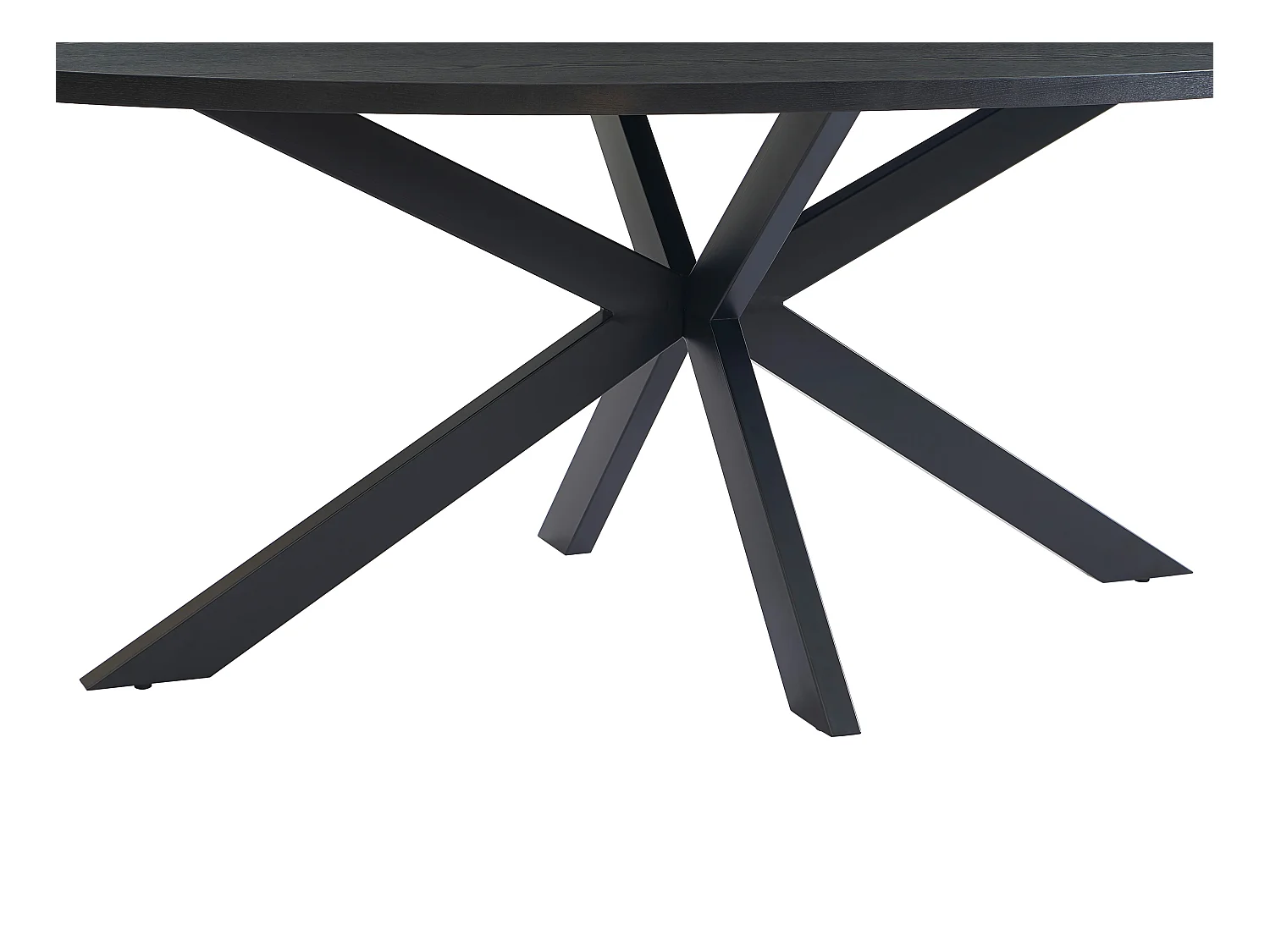 Table à manger 8 personnes placage chêne et métal - Noir - LINIOMA