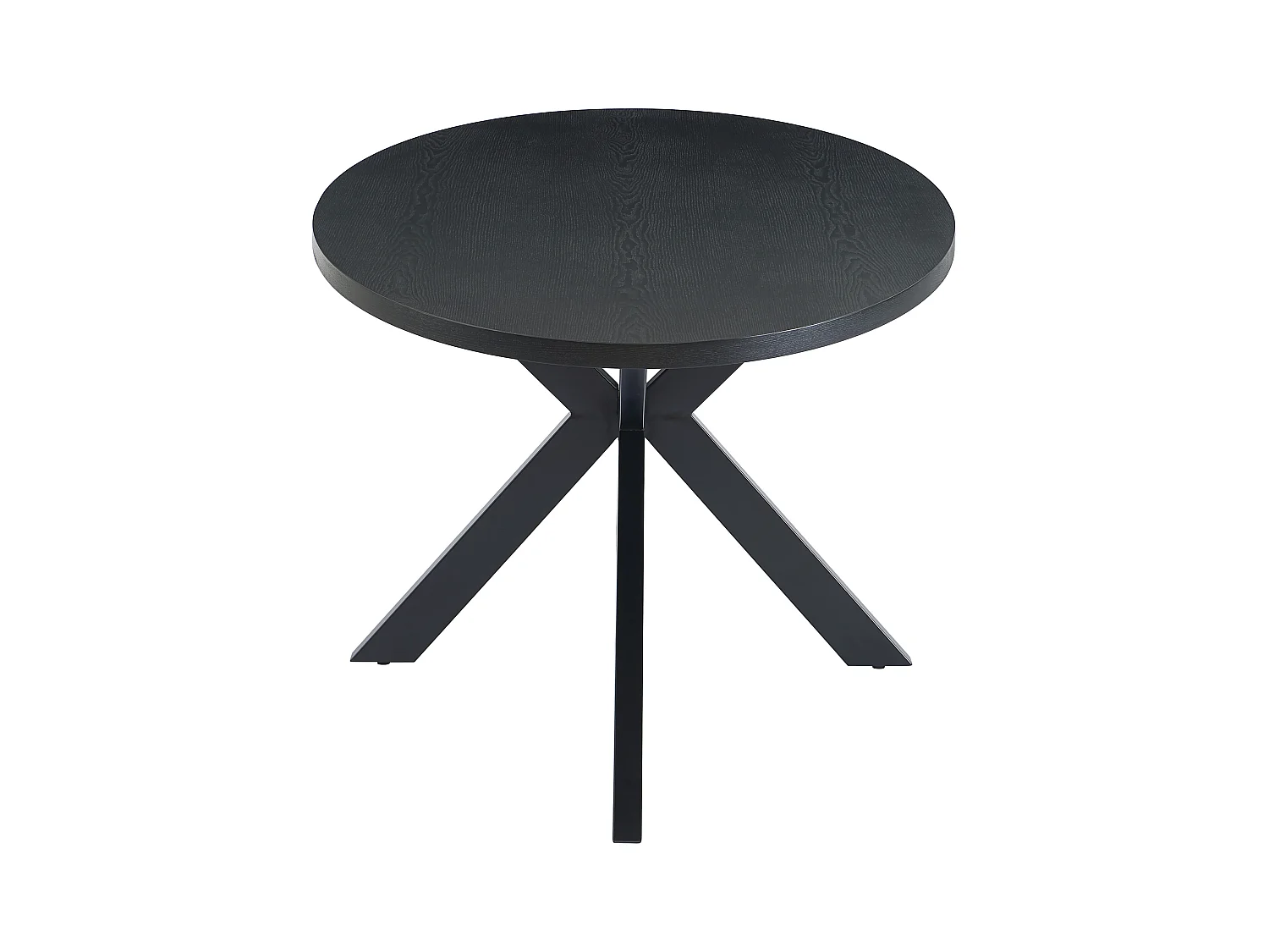 Table à manger 8 personnes placage chêne et métal - Noir - LINIOMA