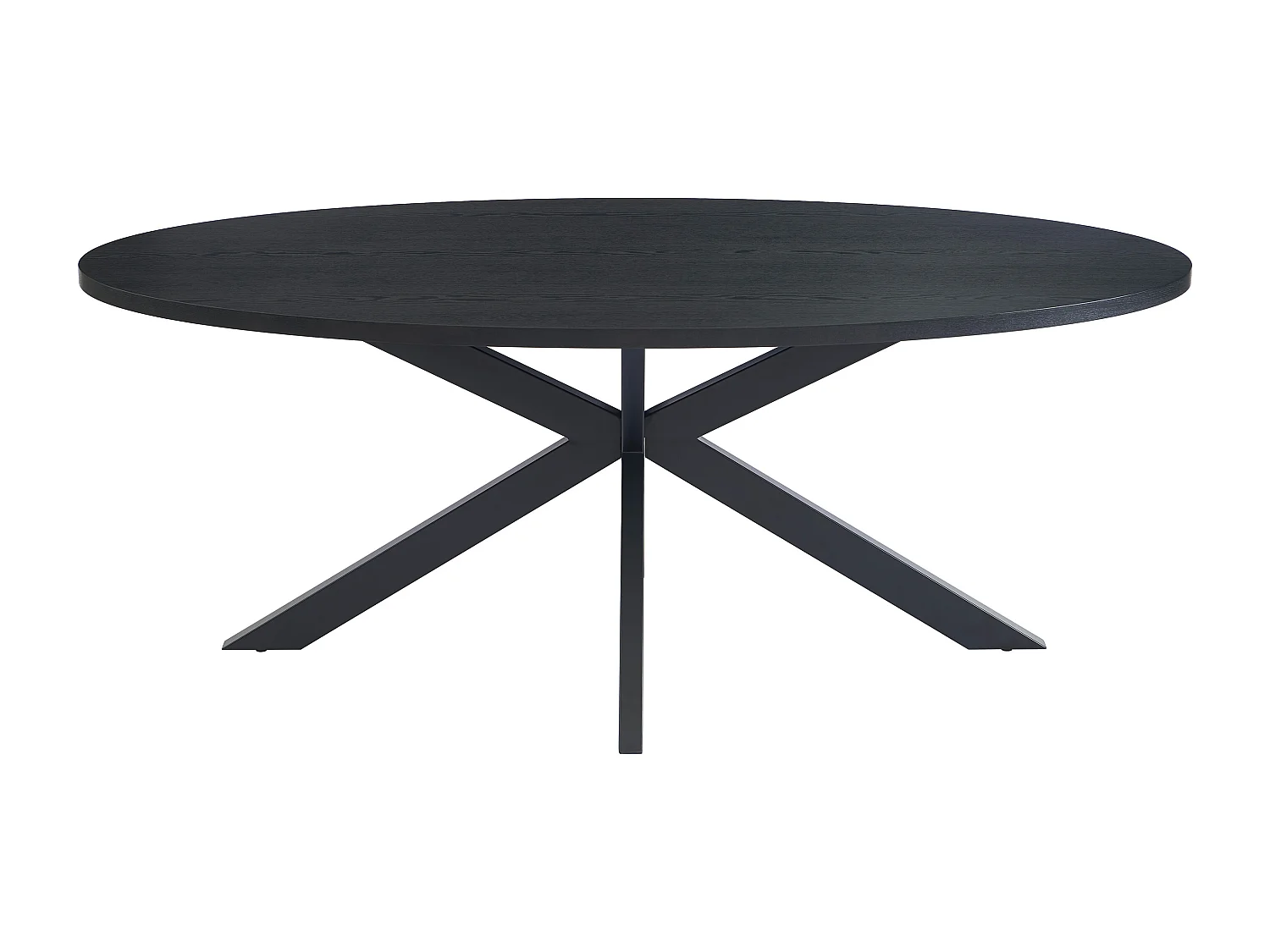 Eettafel 8 personen van eikenfineer en metaal - Zwart - LINIOMA