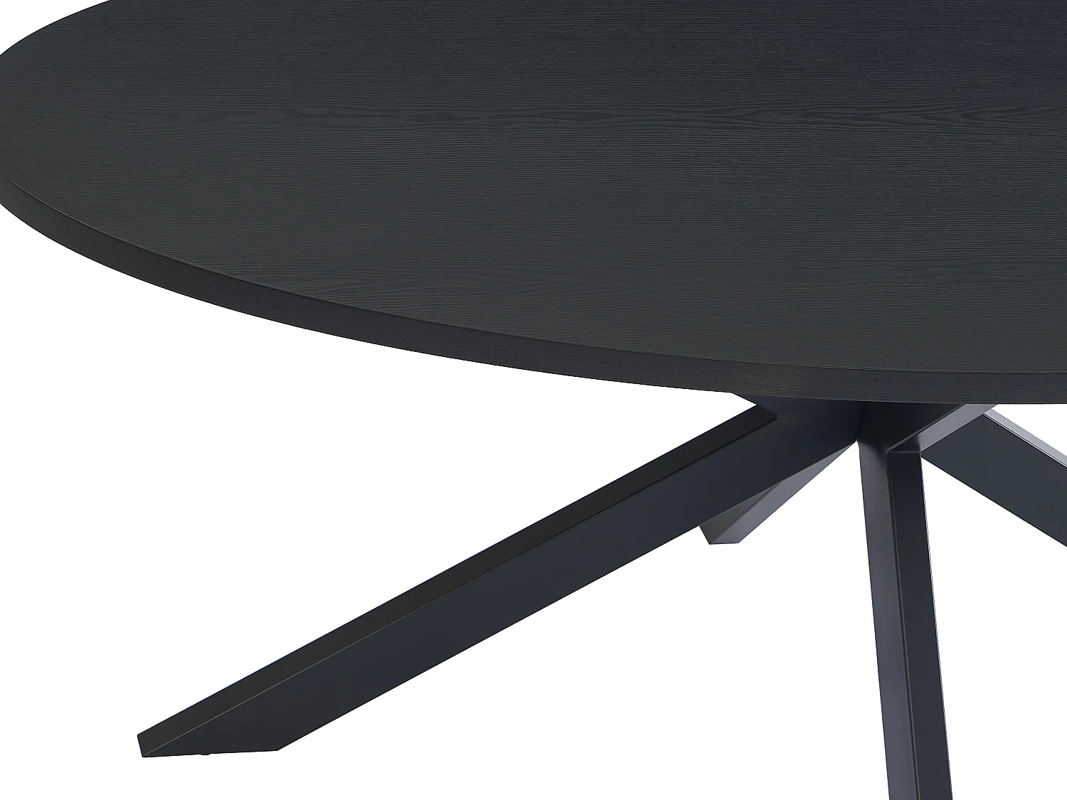 Eettafel 8 personen van eikenfineer en metaal - Zwart - LINIOMA