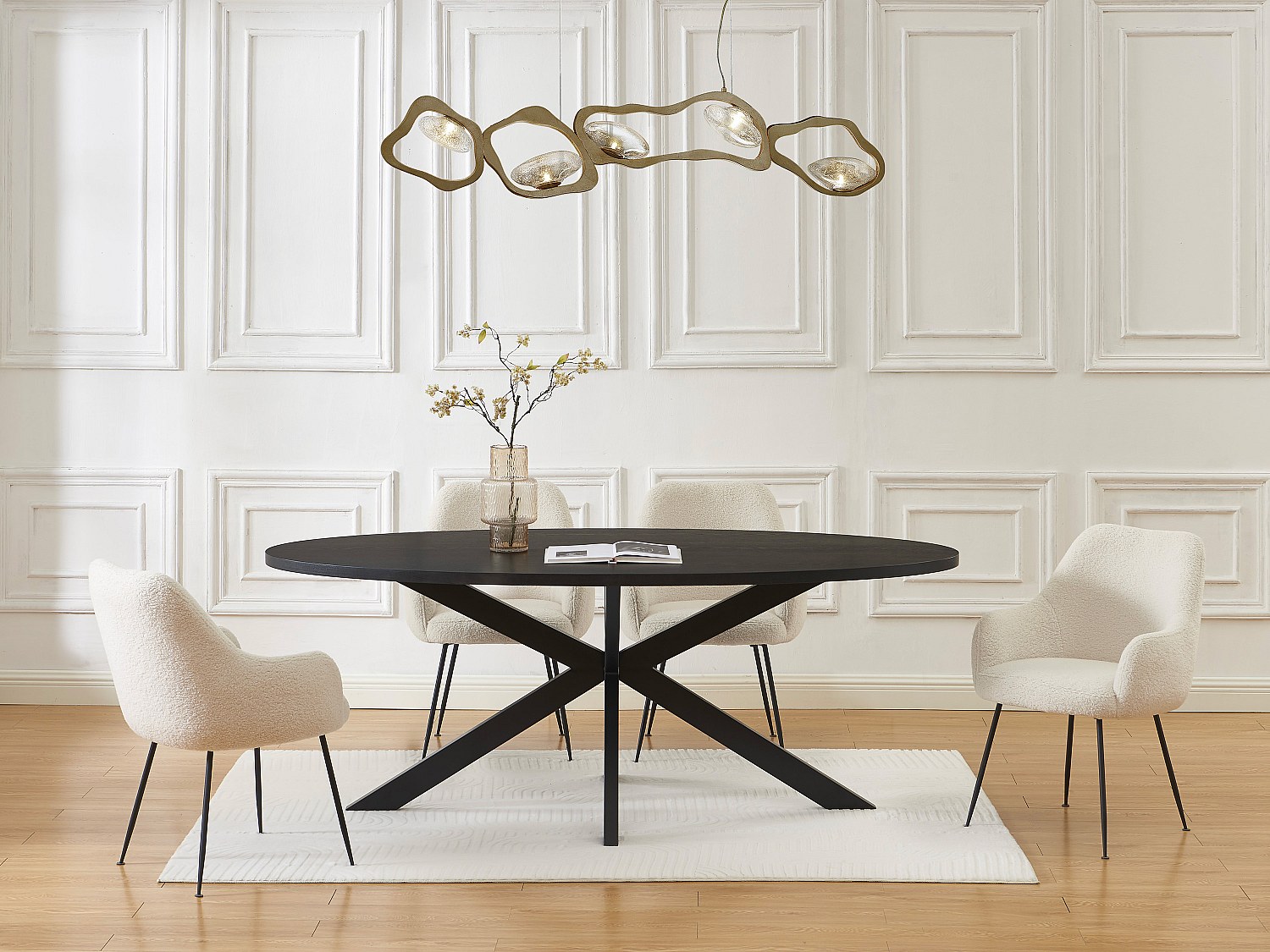 Esstisch - 8 Personen - Eichenfurnier & Metall - Schwarz - LINIOMA günstig online kaufen