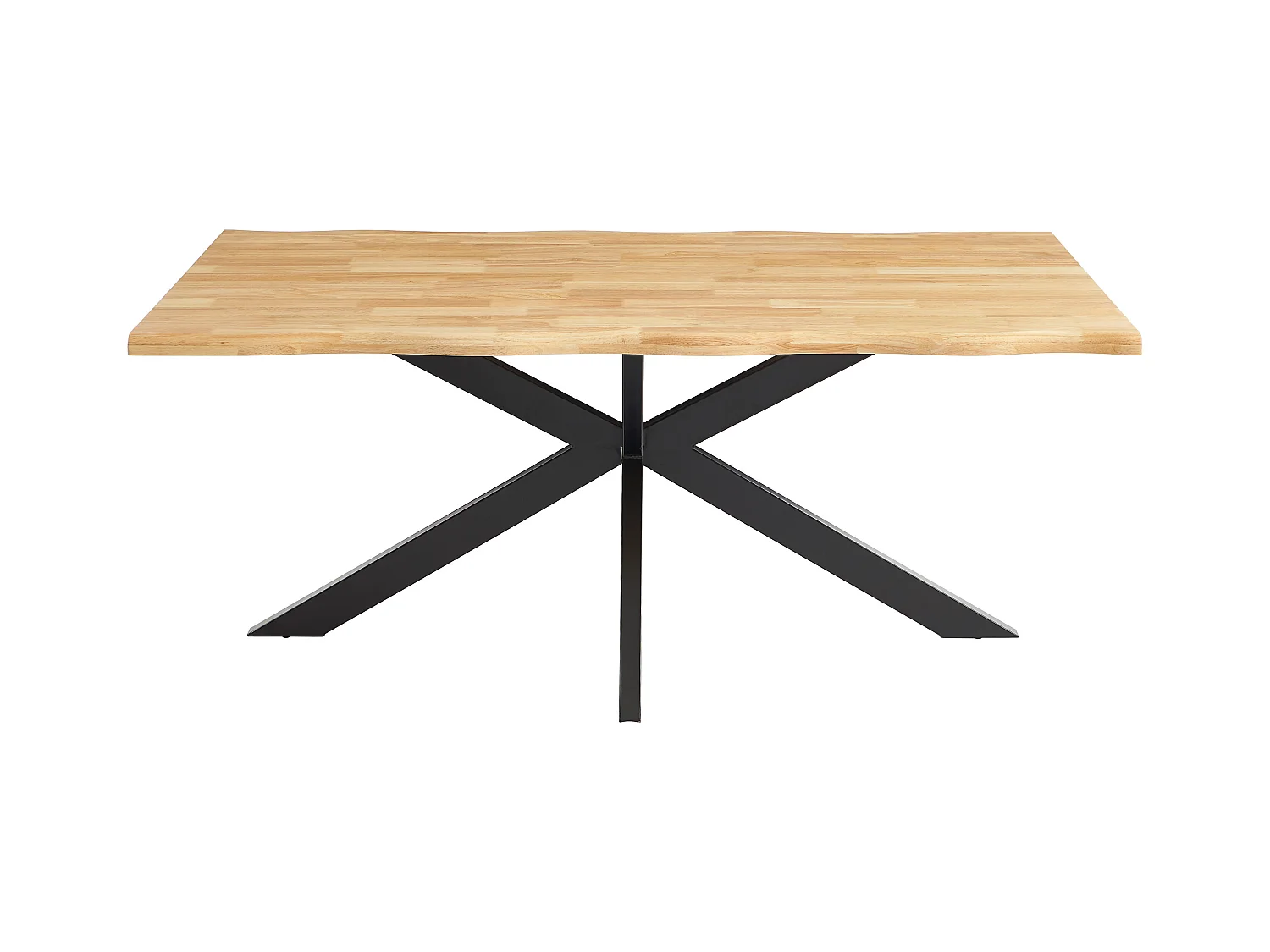 Mesa de comedor para 6 personas de madera de hevea y metal negro - Natural claro - COMULIA