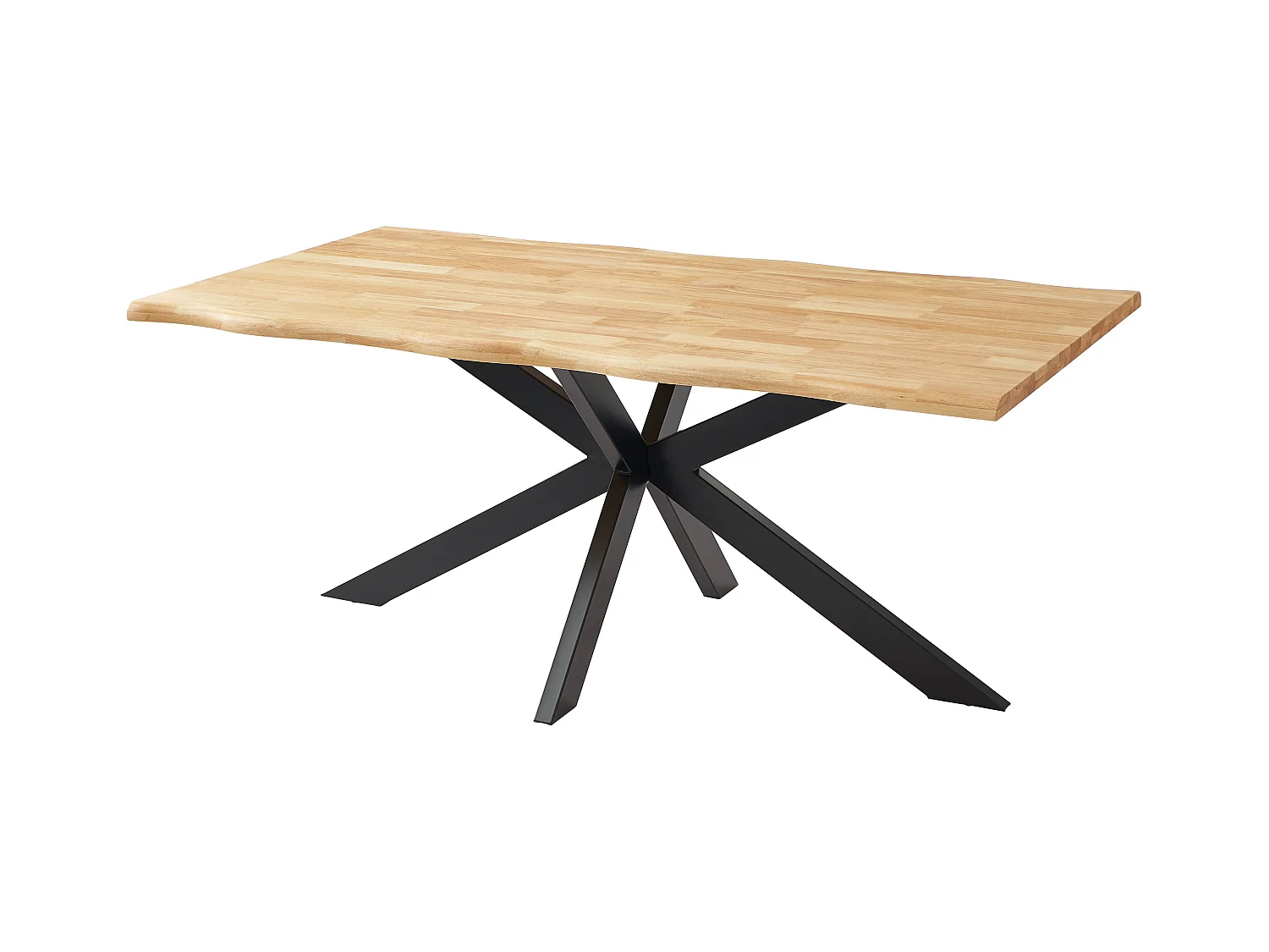 Mesa de comedor para 6 personas de madera de hevea y metal negro - Natural claro - COMULIA