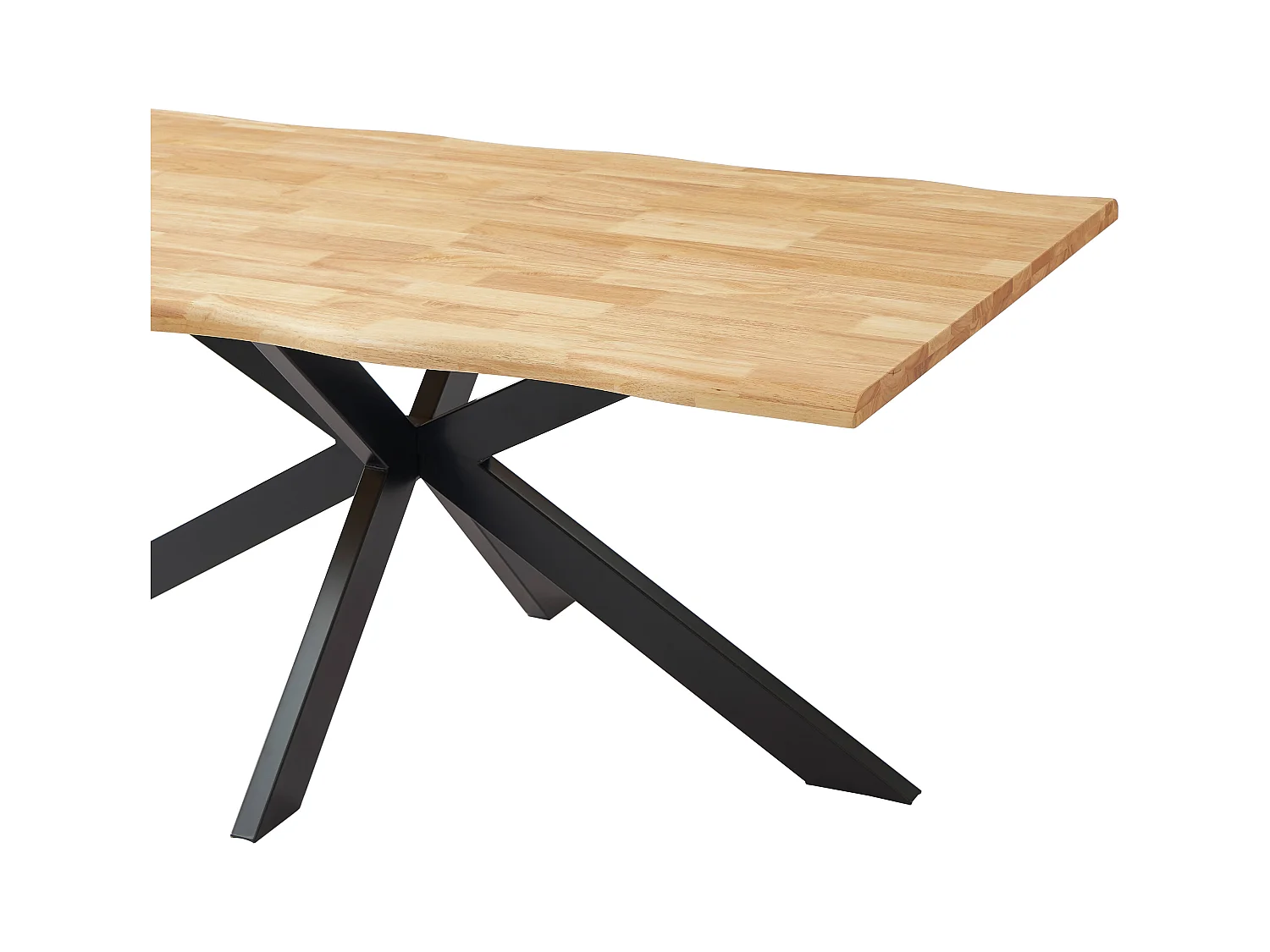 Mesa de comedor para 6 personas de madera de hevea y metal negro - Natural claro - COMULIA