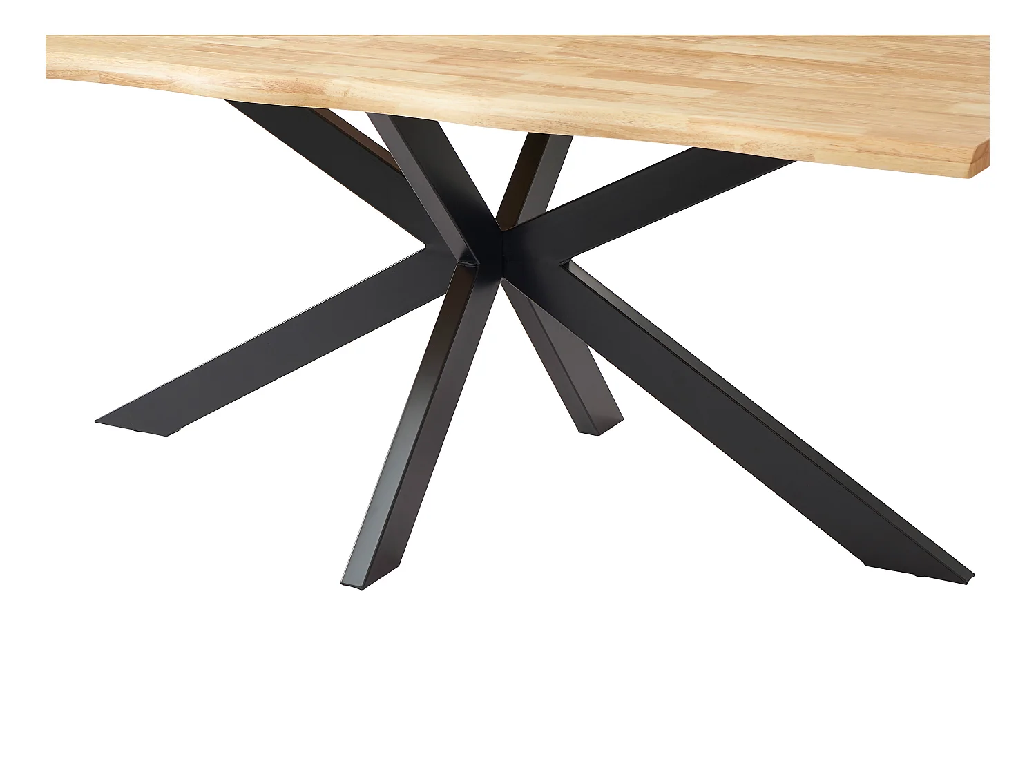 Mesa de comedor para 6 personas de madera de hevea y metal negro - Natural claro - COMULIA