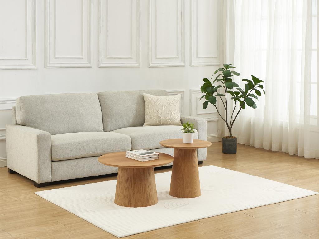 Couchtisch-Set - Eichenfurnier - Holzfarben hell - PIARI günstig online kaufen