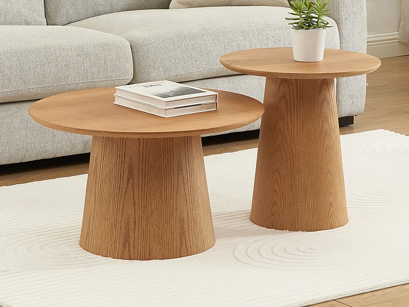 Stolik kawowy wysuwany z okleiną dębową – Jasny naturalny – PIARI