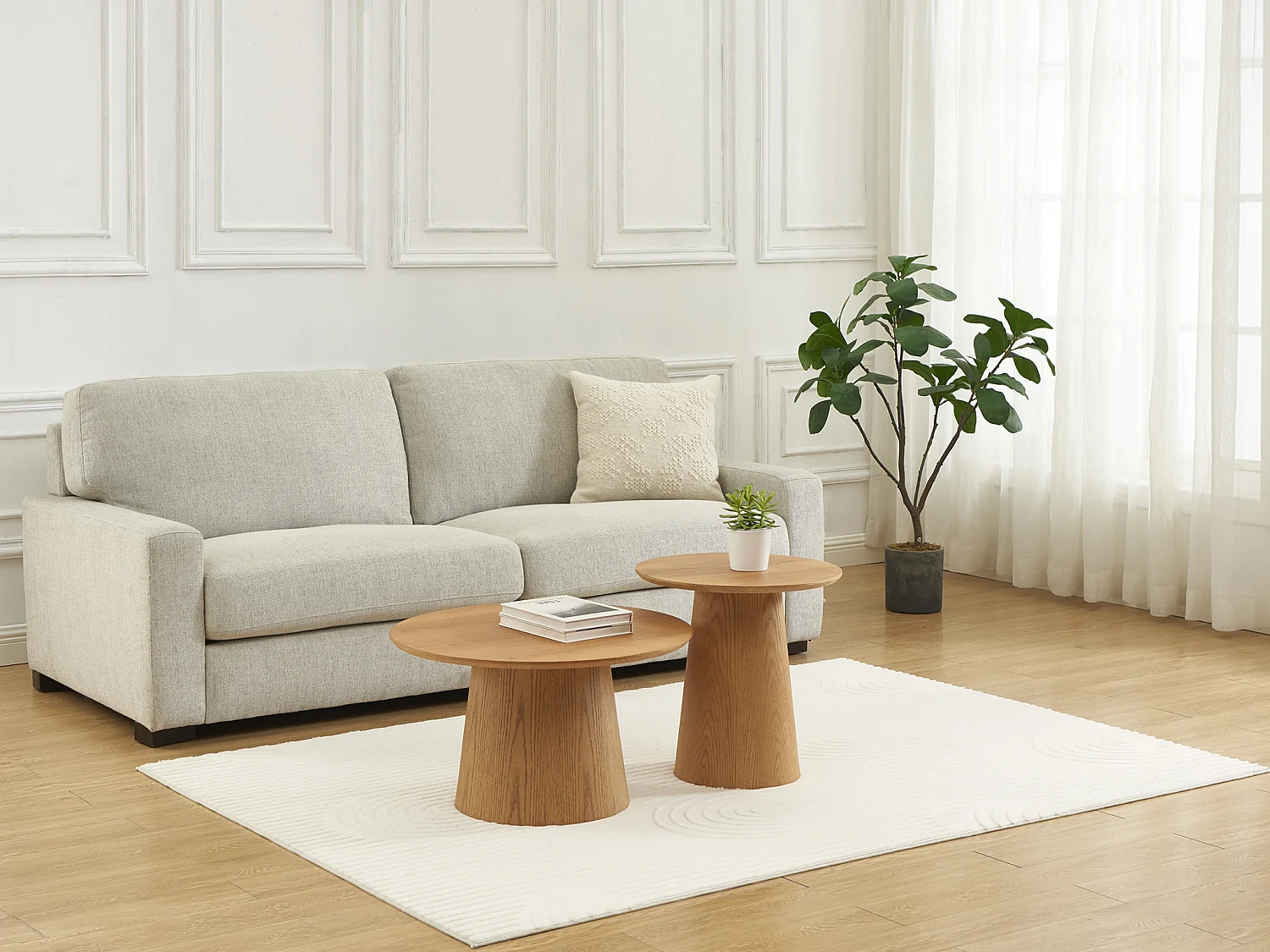 Mesas de centro apilables chapadas en roble - Natural claro - PIARI