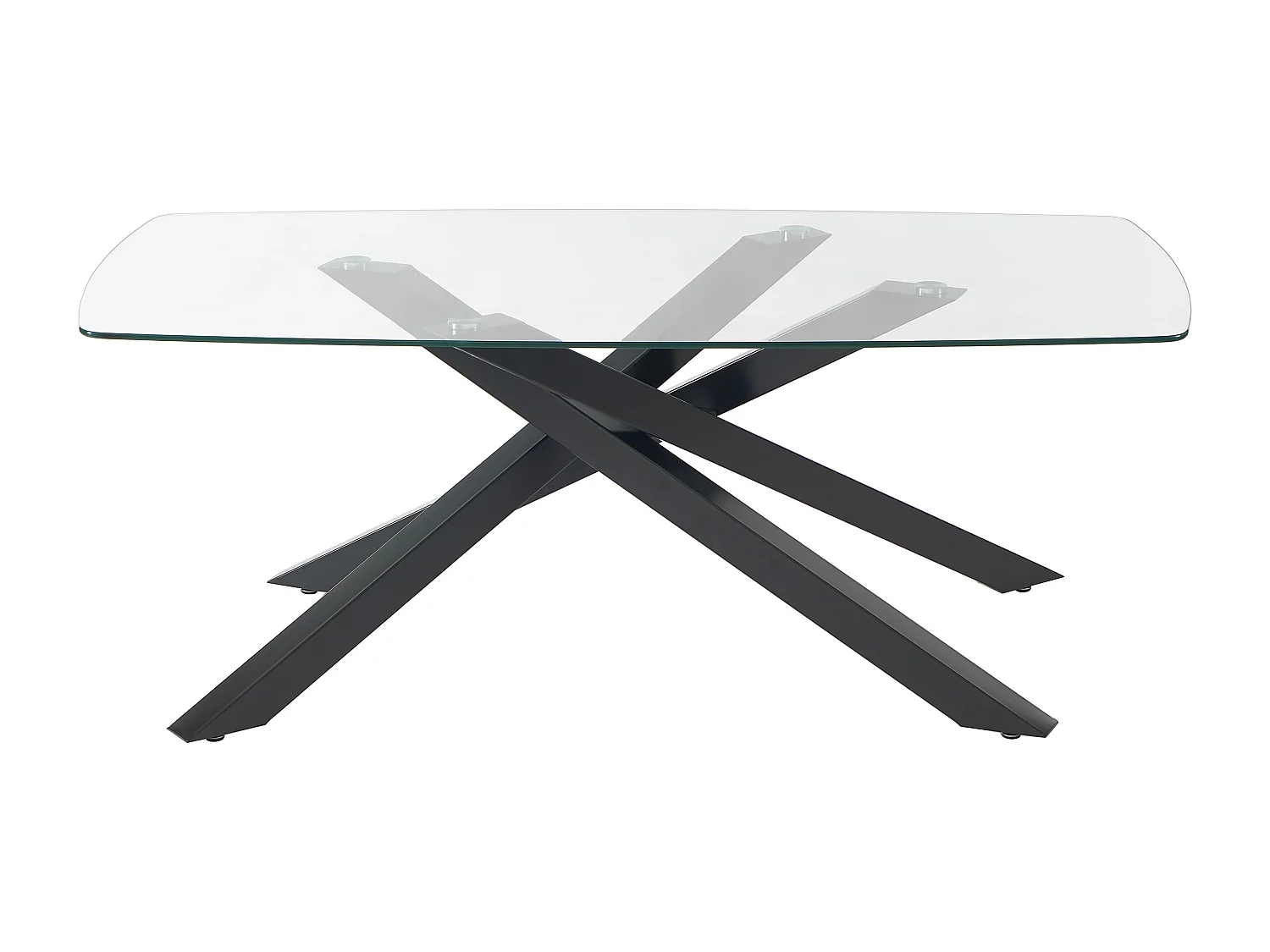 Table à manger 8 personnes en verre trempé et métal noir - Transparent - METRILIA