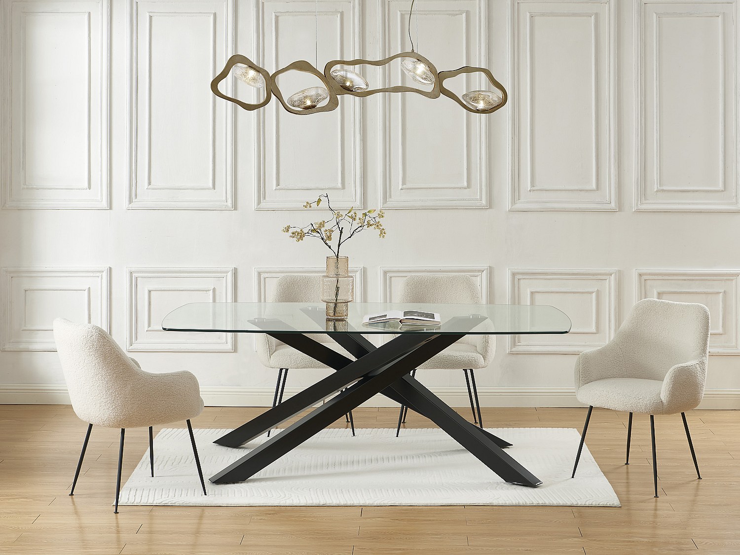 Esstisch rund - 8 Personen - Sicherheitsglas & schwarzes Metall - Transpare günstig online kaufen