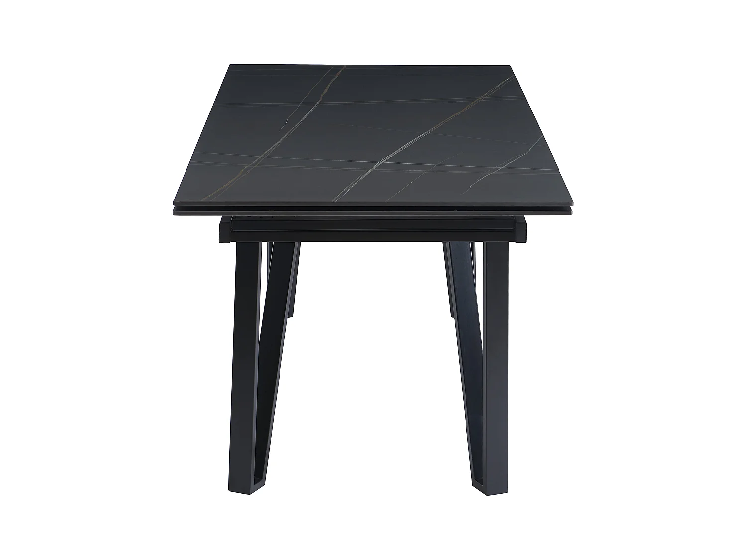 Esstisch ausziehbar - 6 bis 10 Personen - Keramik & Metall - Marmor-Optik Schwarz - SARINO