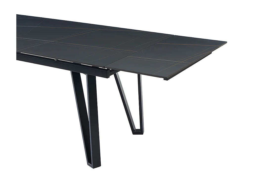 Esstisch ausziehbar - 6 bis 10 Personen - Keramik & Metall - Marmor-Optik Schwarz - SARINO