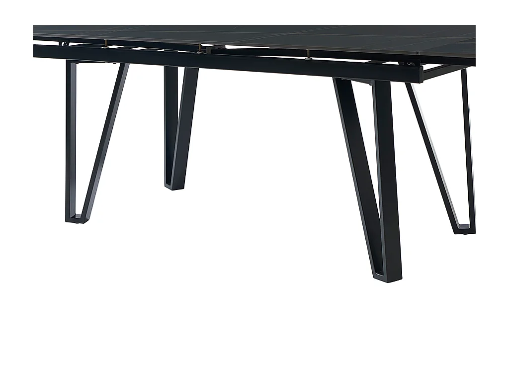 Esstisch ausziehbar - 6 bis 10 Personen - Keramik & Metall - Marmor-Optik Schwarz - SARINO